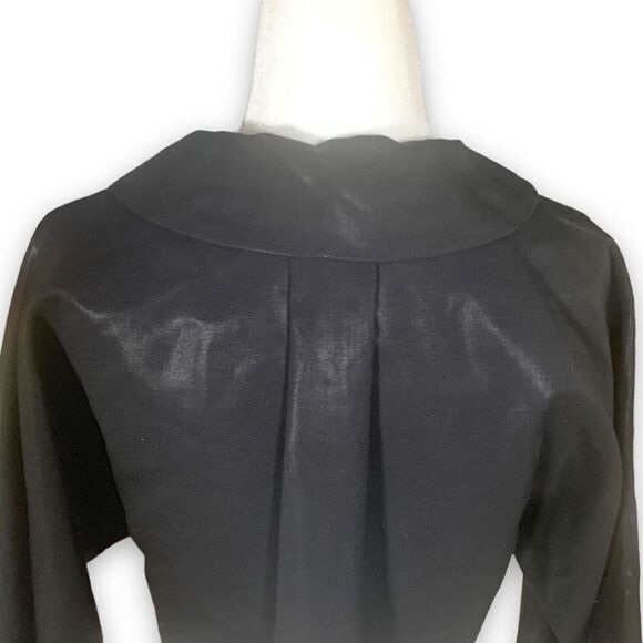 Rozae Nichols Bolero Jacket Cropped Retro Style Shiny Black Exaggerated Collar - Picture 5 of 12